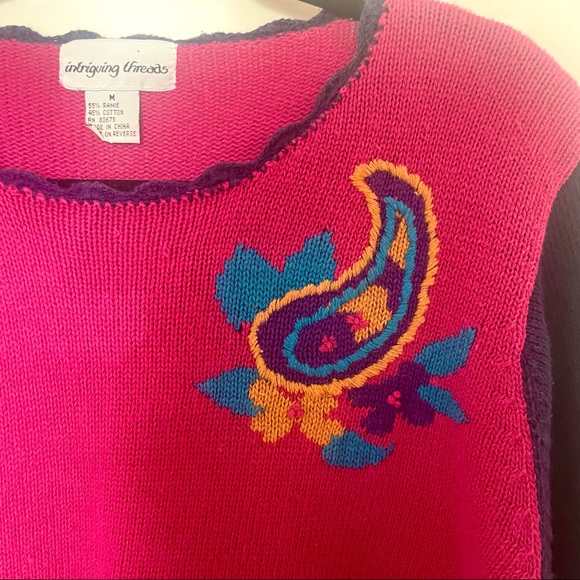 Vintage Intriguing Threads Paisley Knit Top - Picture 2 of 2